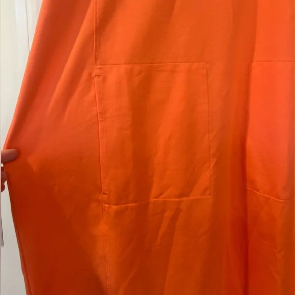 Eileen Fisher T Shirt Dress Womens Small Orange Organic Cotton Shift Mid Length - Picture 3 of 11